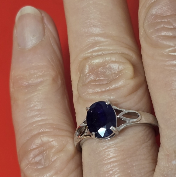 Natural Blue Sapphire 925 Sterling Silver Ring Sz 9 - Picture 10 of 10